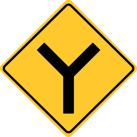 Y Intersection Divided Road Ahead Traffic Sign Template